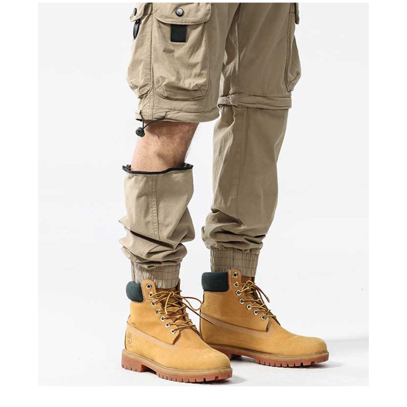 Street Fashion Style Male - กางเกงแฟชั่นผู้ชายแบบถอดขาได้ สไตล์เทรนดี้ กางเกงทรงสอบ หลายกระเป๋า กางเกงคาร์โก้ขายาว กางเกงผ้าฝ้ายผู้ชาย