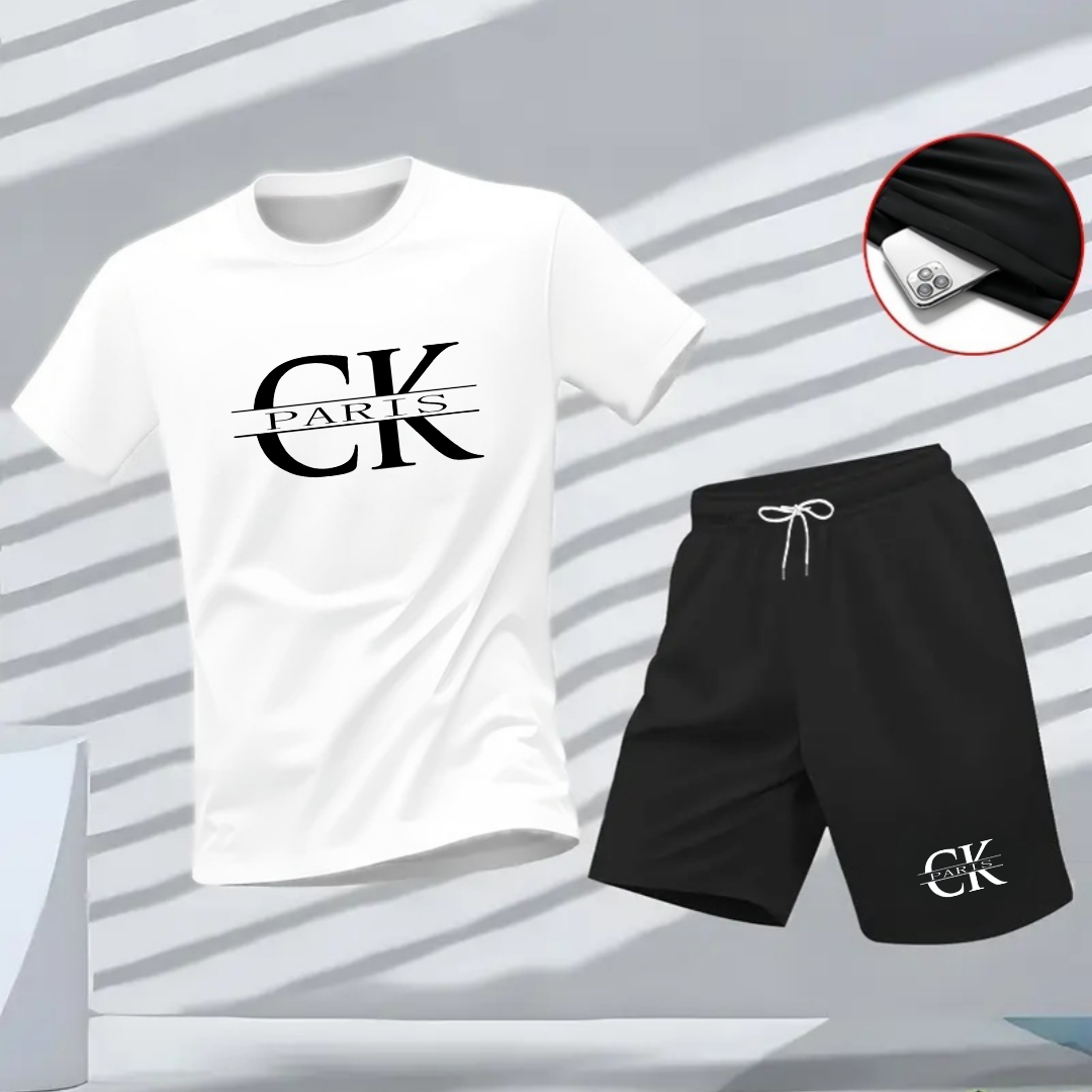 Street Fashion Brand - คอลเลกชันฤดูร้อนใหม่ล่าสุดของเสื้อยืดแขนสั้นและชุดสองชิ้นสไตล์สปอร์ตสตรีทแฟชั่นลำลองสำหรับผู้ชาย