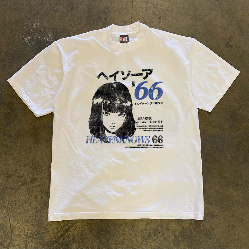Street Fashion Shibuya - เสื้อยืดแขนสั้นพิมพ์ลายสาวชิบูยาแนวคอมมิคสุดเท่ สไตล์สตรีทแฟชั่น เสื้อกันแดดสำหรับคู่รัก ผู้หญิง