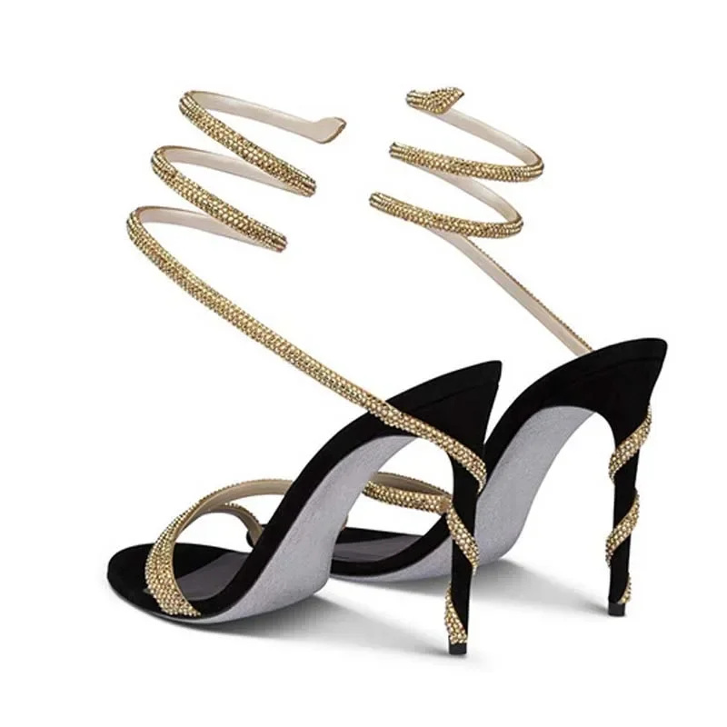 Street Fashion Women - Eilyken แฟชั่นคริสตัล Stiletto รองเท้าส้นสูงผู้หญิงรองเท้าแตะ Street สไตล์เซ็กซี่เปิดนิ้วเท้างานแต่งงานสายคล้องข้อเท้ารองเท้า