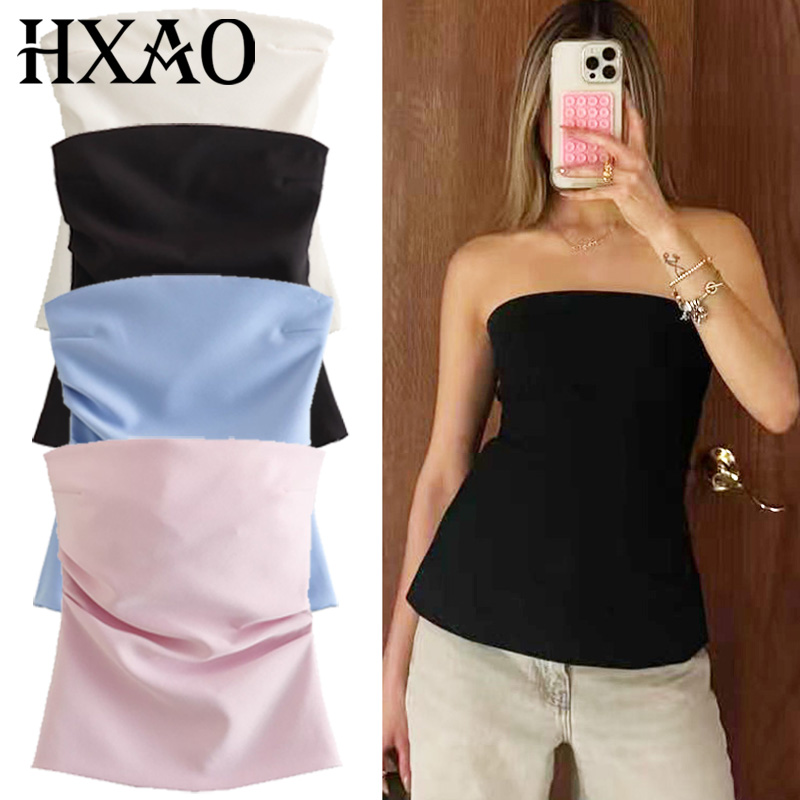 Street Fashion Youtube - HXAO Corset Tube Topผู้หญิงฤดูร้อน 2025 แฟชั่นTanks