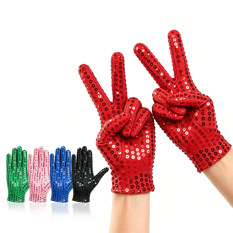 Street Fashion Gloves - ถุงมือประดับเลื่อมสำหรับเทศกาลสำหรับผู้ชายและผู้หญิง, แบบบางสำหรับผู้ใหญ่, เหมาะสำหรับการเต้นกลางคืน, ถุงมือตกแต่งสำหรับการแสดงที่ทันสมัย