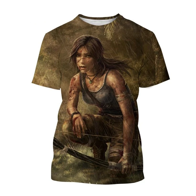 Street Fashion Videos - เสื้อยืดผู้ชายลายกราฟิกวิดีโอเกมคลาสสิก Tomb Raider เสื้อยืดสไตล์ฮาราจูกุแนวสตรีท เสื้อยืดโอเวอร์ไซส์ เสื้อยืด