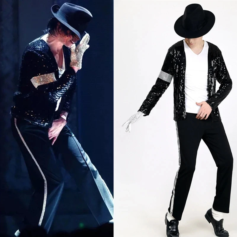 Street Fashion Gloves - ชุดคอสเพลย์ไมเคิล แจ็คสัน สำหรับเต้นรำ งานปาร์ตี้ ฮิปฮอป ชุดแสดงบนเวที