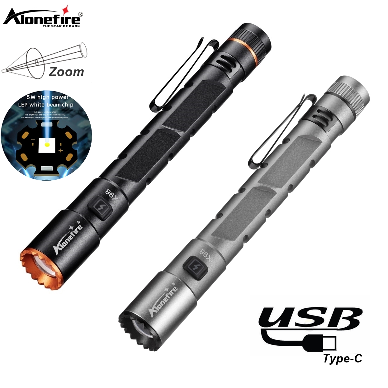 Street Fashion Blog - ไฟฉายปากกา Alonefire Zoom Mini EDC แบบชาร์จ
