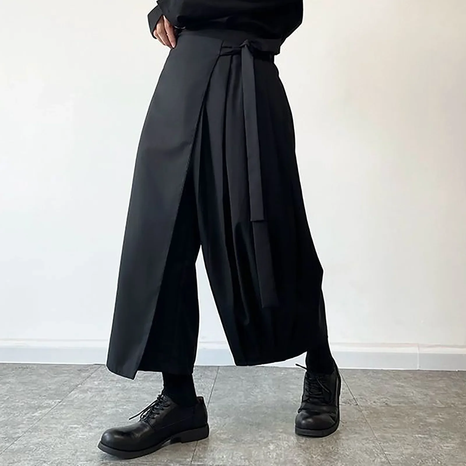Street Fashion Style Male - Retro Dark สไตล์ผู้ชายกระโปรงกางเกงขากว้างแฟชั่น Baggy กางเกง Kendo