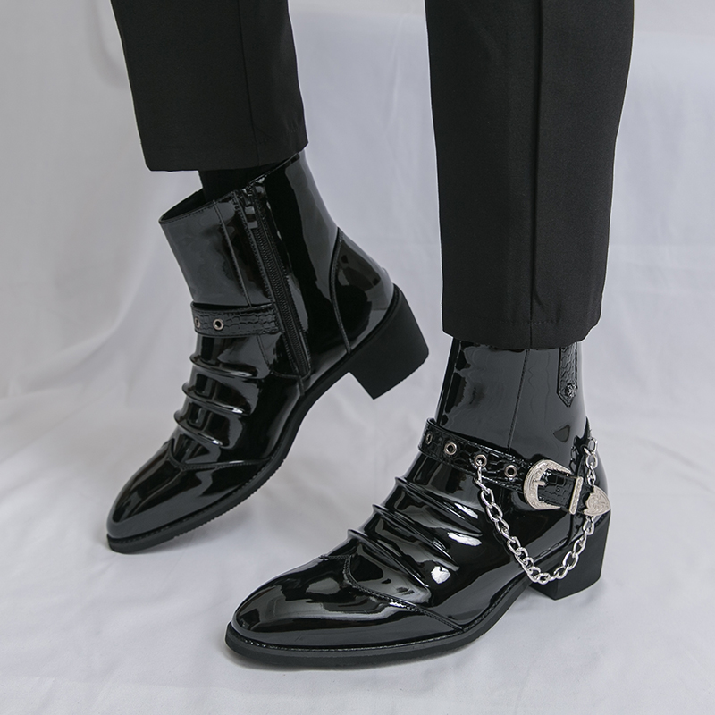 Street Fashion Brand - รองเท้าบูทลำลองผู้ชายแบบมีซิปด้านข้าง แบรนด์แฟชั่น สไตล์สตรีท ทันสมัย หนังคุณภาพ หรูหรา