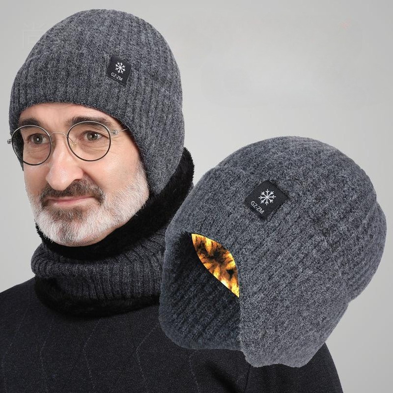 Street Fashion Gloves - หมวกไหมพรมฤดูหนาวสำหรับผู้ชาย หมวกปีกปิดหู อุ่นสบาย แฟชั่นลำลอง บุขนเทียม มีฮู้ด