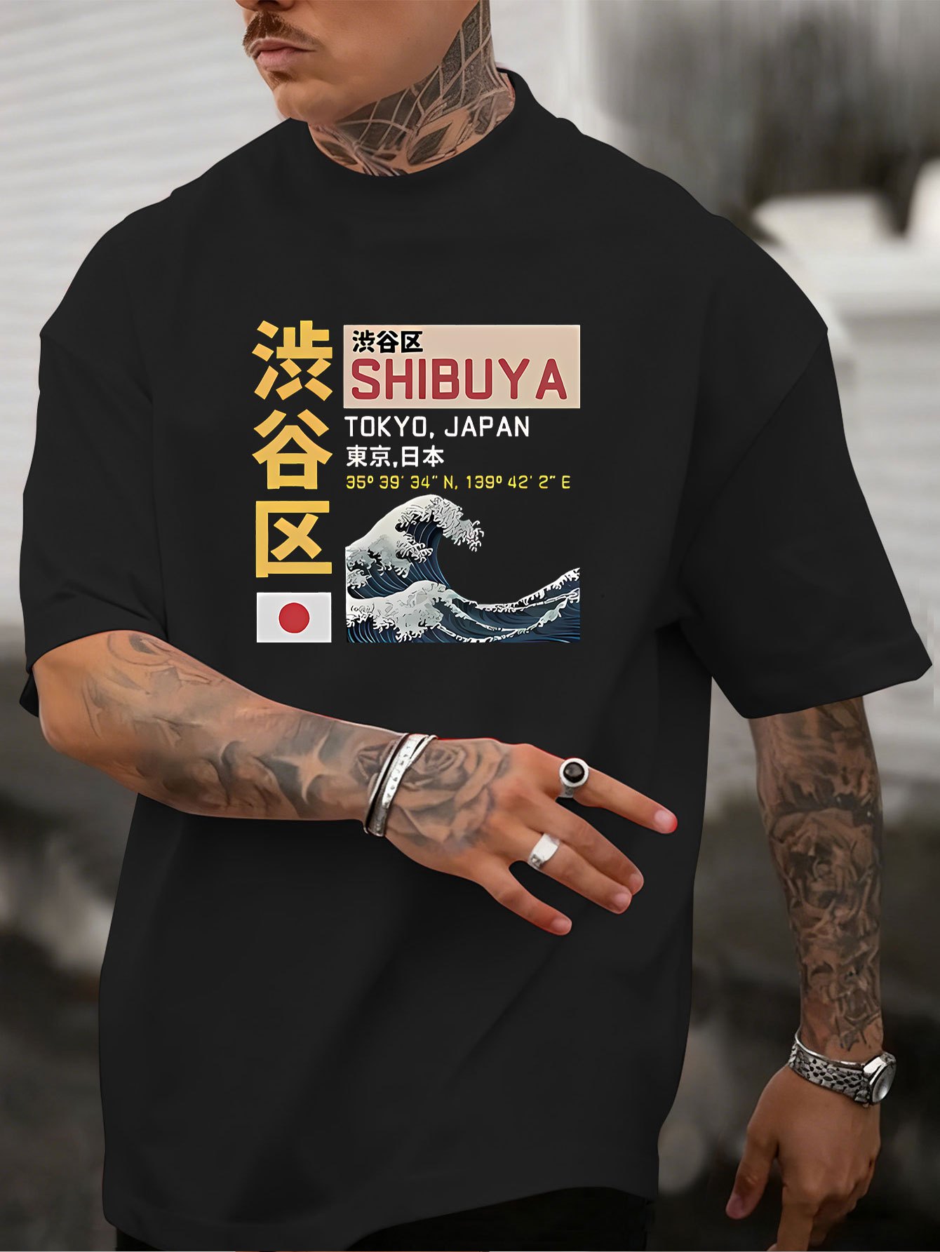 เสื้อยืดแฟชั่นผู้ชายฤดูร้อน ผ้ - Street Fashion Shibuya บทวิจารณ์และราคา
