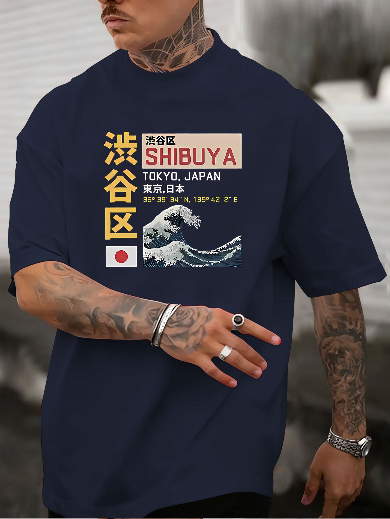 เสื้อยืดแฟชั่นผู้ชายฤดูร้อน ผ้ - Street Fashion Shibuya บทวิจารณ์และราคา