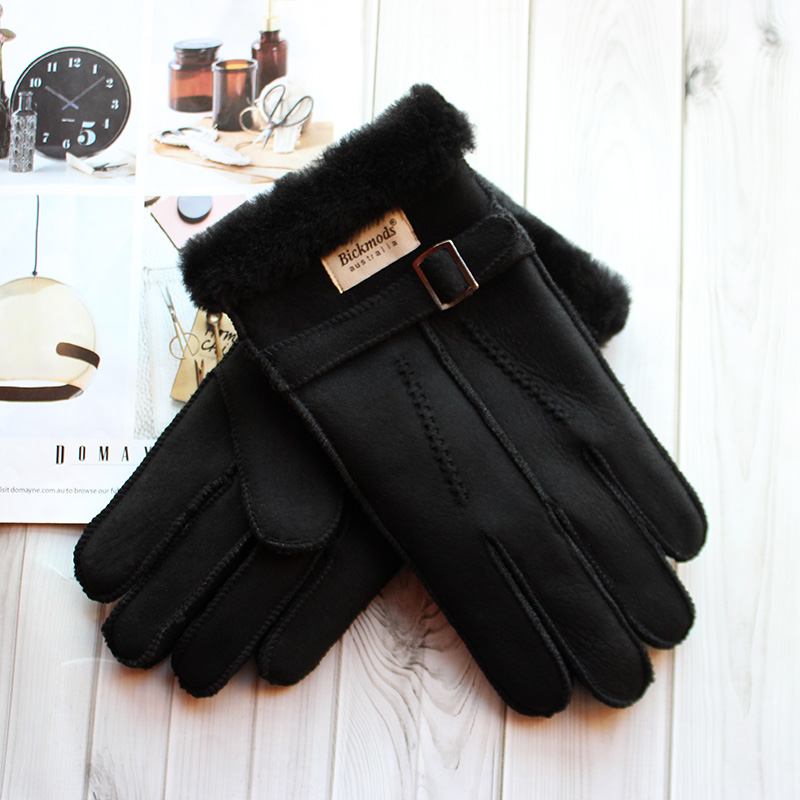 หนังแกะถุงมือขนสัตว์ผู้ชายหนาฤ - Street Fashion Gloves บทวิจารณ์และราคา