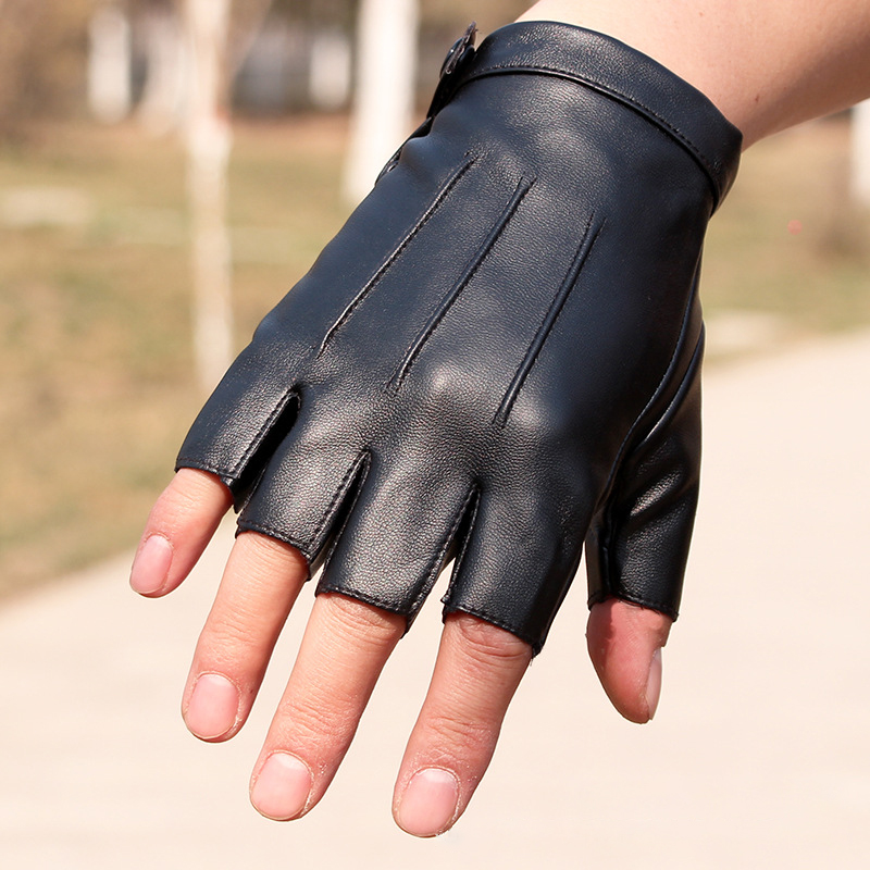 PU หนัง Fingerless ถุงมือผู้ชา - Street Fashion Gloves บทวิจารณ์และราคา