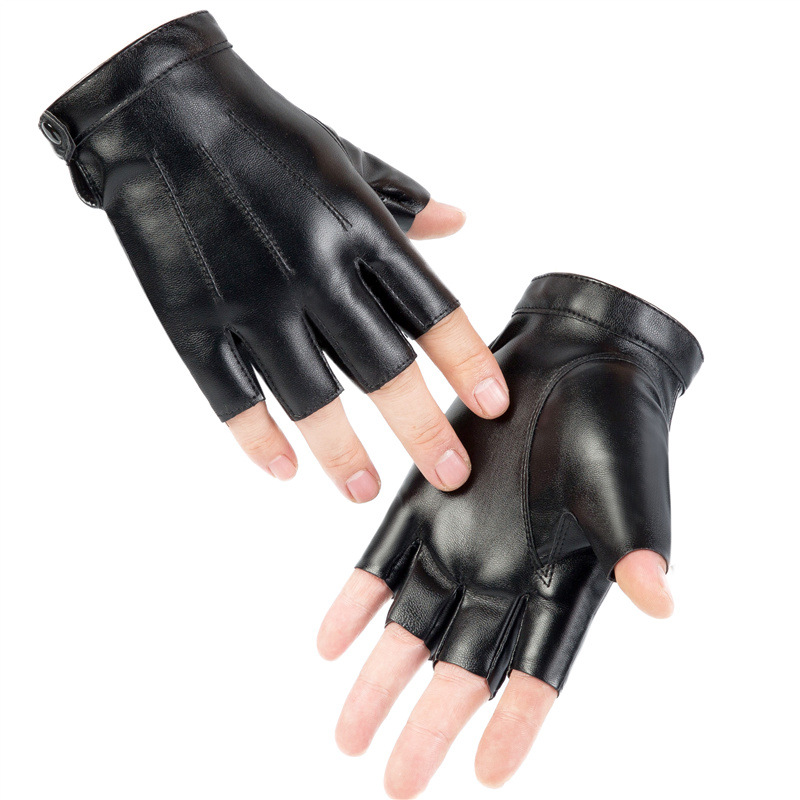 PU หนัง Fingerless ถุงมือผู้ชา - Street Fashion Gloves บทวิจารณ์และราคา