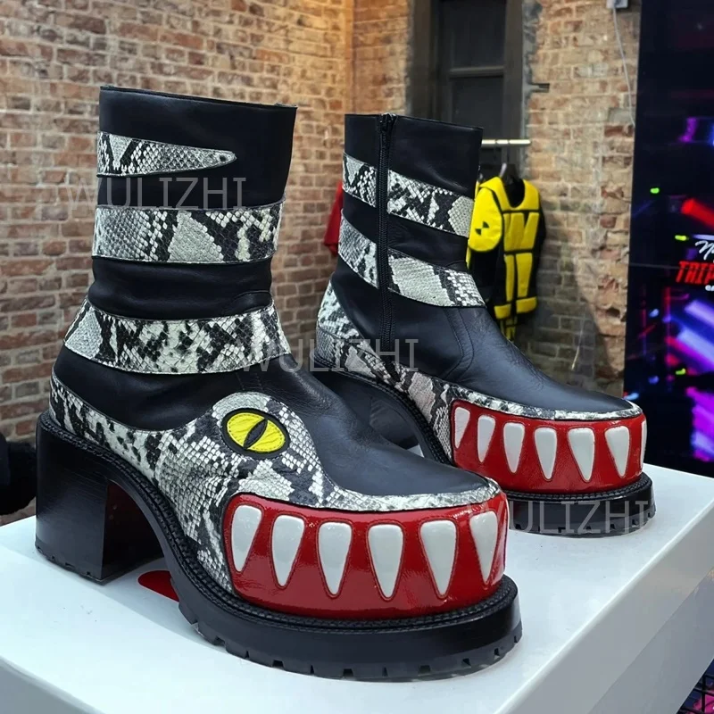 รองเท้าบูทผู้ชายลายกราฟฟิตี้เส - Street Fashion Graffiti บทวิจารณ์และราคา