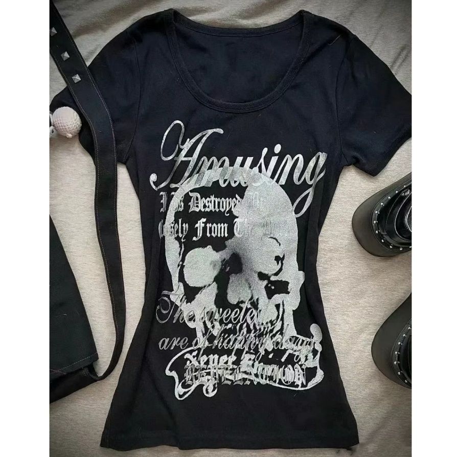 เสื้อยืดพิมพ์ลายหัวกะโหลกสไตล์ - Street Fashion Shibuya บทวิจารณ์และราคา