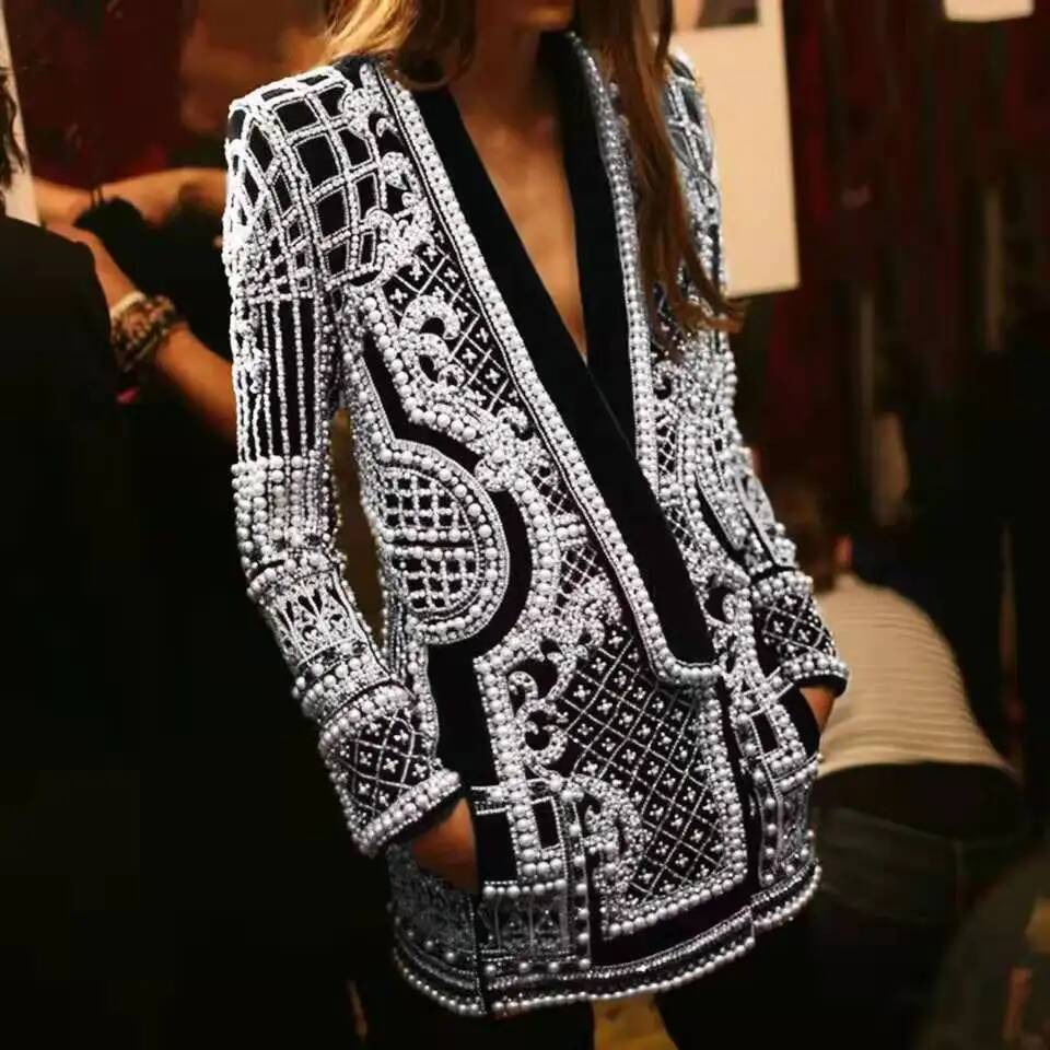 เสื้อเบลเซอร์แฟชั่นประดับลูกปั - Street Fashion Taiwan บทวิจารณ์และราคา