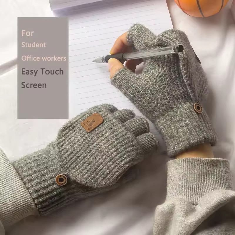ถุงมือถักแบบไม่มีนิ้ว ถุงมือหน - Street Fashion Gloves บทวิจารณ์และราคา