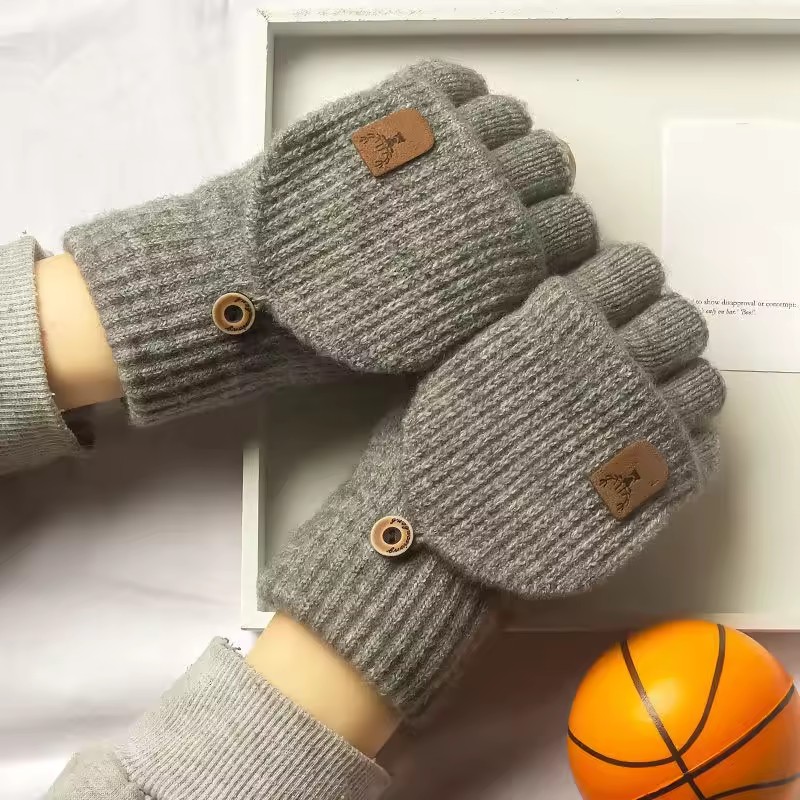 ถุงมือถักแบบไม่มีนิ้ว ถุงมือหน - Street Fashion Gloves บทวิจารณ์และราคา