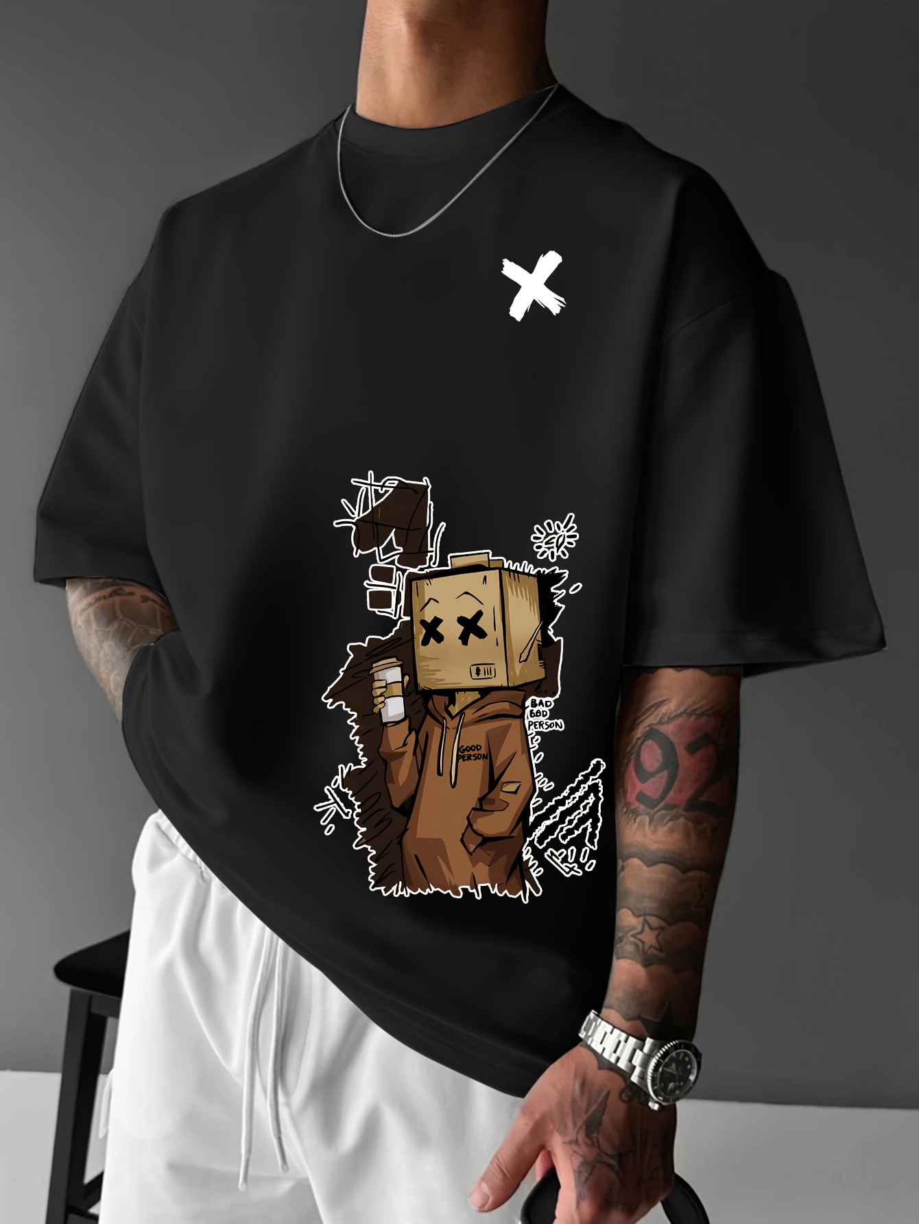 เสื้อยืดคอกลมพิมพ์ลายการ์ตูนกร - Street Fashion Graffiti บทวิจารณ์และราคา