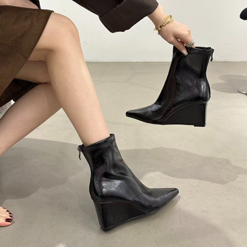รองเท้าบูทส้นสูงสไตล์วินเทจสำห - Street Fashion Female บทวิจารณ์และราคา