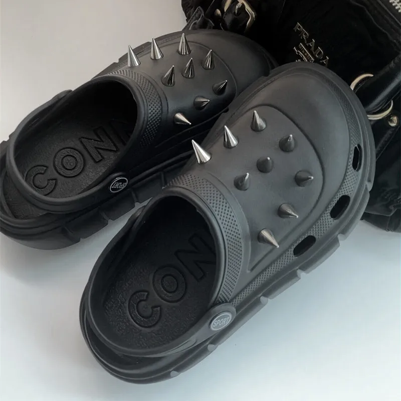 Y2K สไตล์ Rivet Hole รองเท้าผู - Street Fashion Trends บทวิจารณ์และราคา