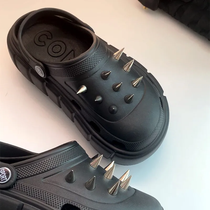 Y2K สไตล์ Rivet Hole รองเท้าผู - Street Fashion Trends บทวิจารณ์และราคา