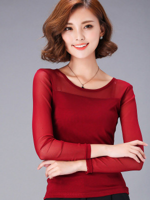 เสื้อผู้หญิงผ้าลูกไม้ยืดหยุ่น  - Mesh Top Layering บทวิจารณ์และราคา
