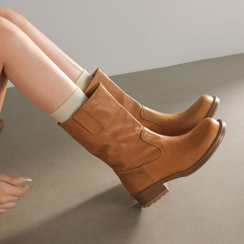 รองเท้าบูทข้อเท้าหนังวัวแท้สำห - Street Fashion Trends บทวิจารณ์และราคา