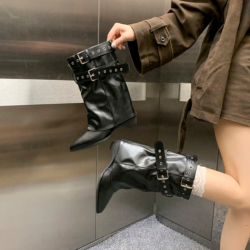 รองเท้าบูทผู้หญิงหัวแหลมแบบมีส - Street Fashion Trends บทวิจารณ์และราคา