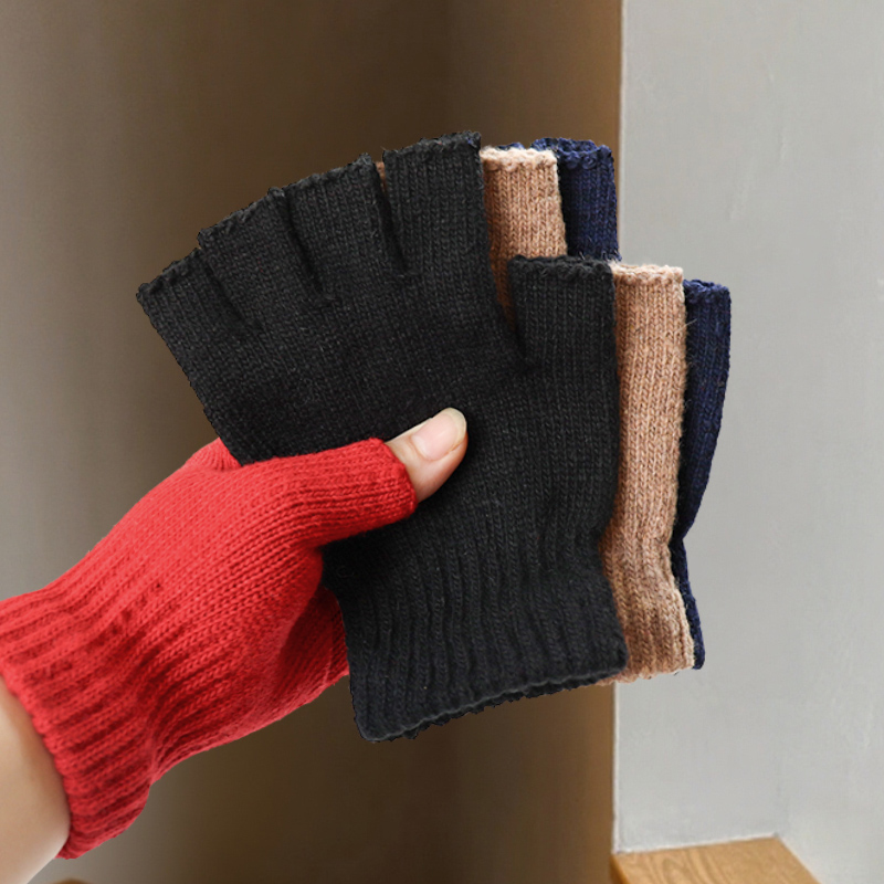 ถุงมือไหมพรมแบบครึ่งนิ้วสำหรับ - Street Fashion Gloves บทวิจารณ์และราคา