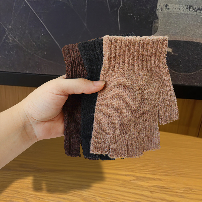 ถุงมือไหมพรมแบบครึ่งนิ้วสำหรับ - Street Fashion Gloves บทวิจารณ์และราคา