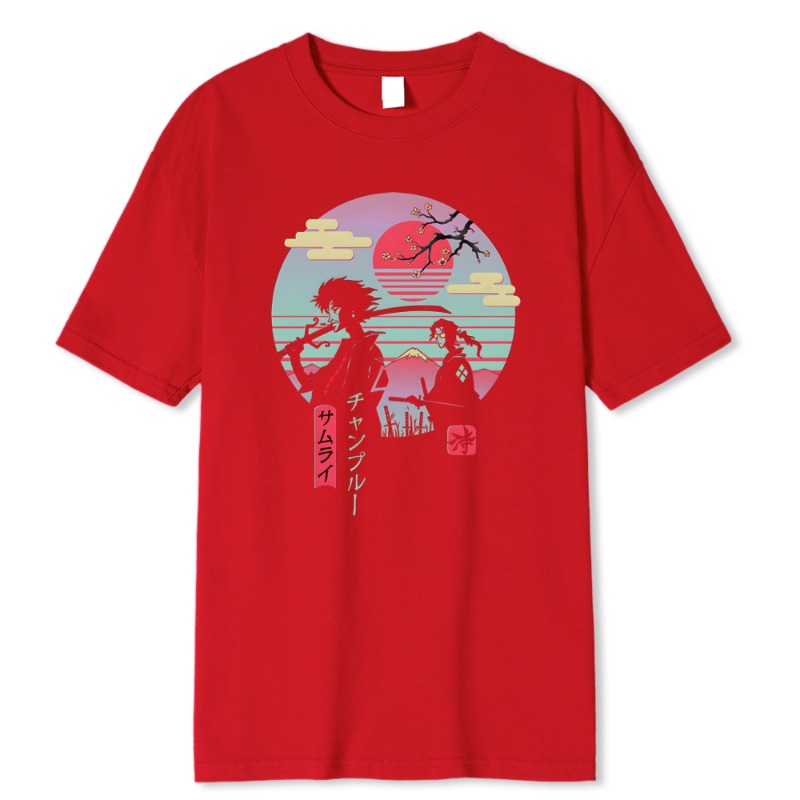 เสื้อยืดพิมพ์ลายซามูไรญี่ปุ่น  - Street Fashion Style Male บทวิจารณ์และราคา