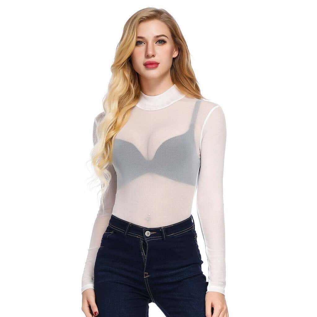 FREEAUCE ใหม่แขนยาวชิ้นเดียวตา - Mesh Top Layering บทวิจารณ์และราคา