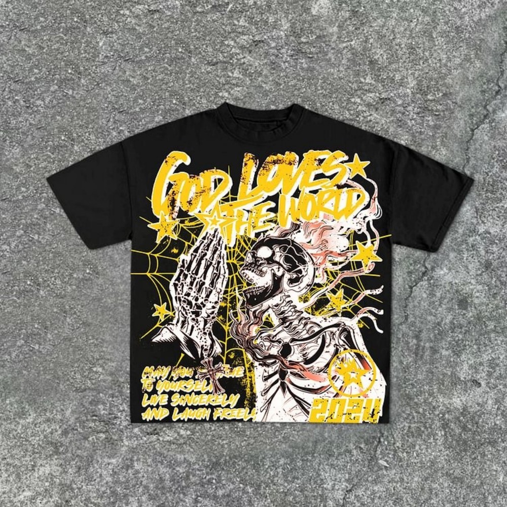 เสื้อยืดคอกลมพิมพ์ลายกราฟฟิตี้ - Street Fashion Graffiti บทวิจารณ์และราคา