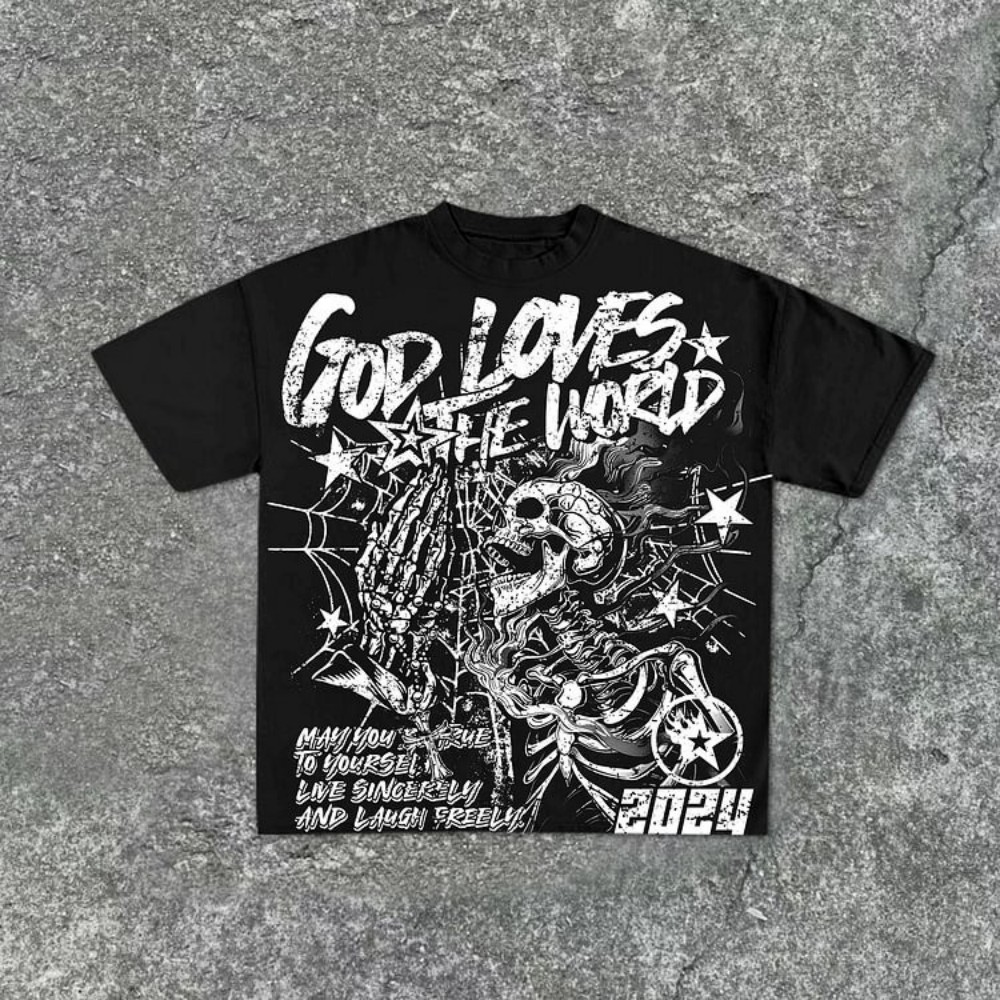เสื้อยืดคอกลมพิมพ์ลายกราฟฟิตี้ - Street Fashion Graffiti บทวิจารณ์และราคา