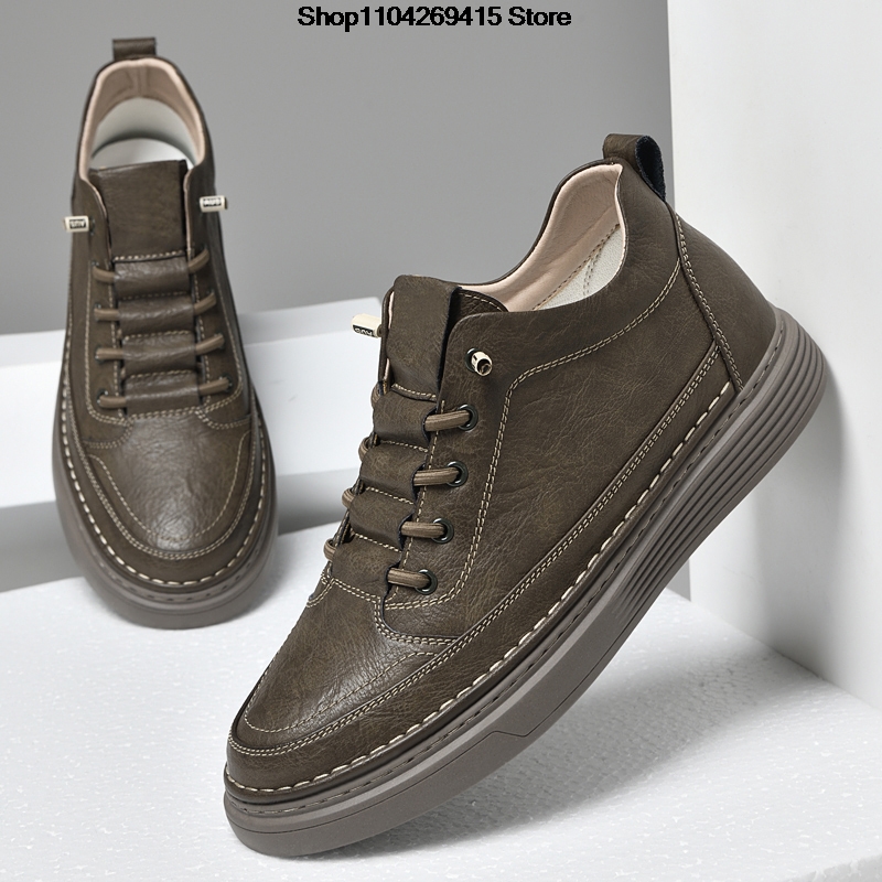 รองเท้าหนังผู้ชายแบบเพิ่มความส - Street Fashion Style Male บทวิจารณ์และราคา
