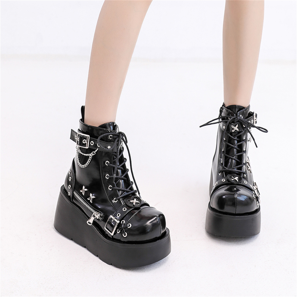 รองเท้าบูทส้นตึกสไตล์โกธิคสำหร - Street Fashion Brand บทวิจารณ์และราคา