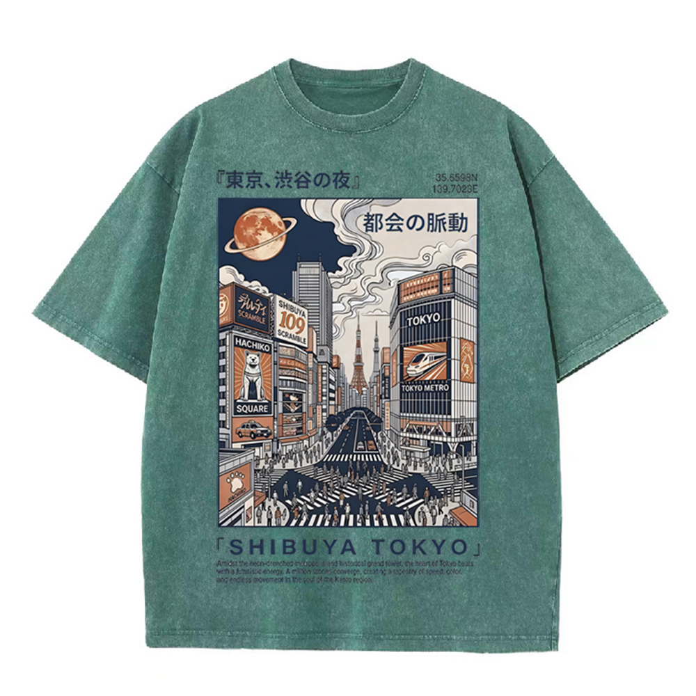 เสื้อยืดลายกราฟิกเมืองโตเกียวช - Street Fashion Shibuya บทวิจารณ์และราคา