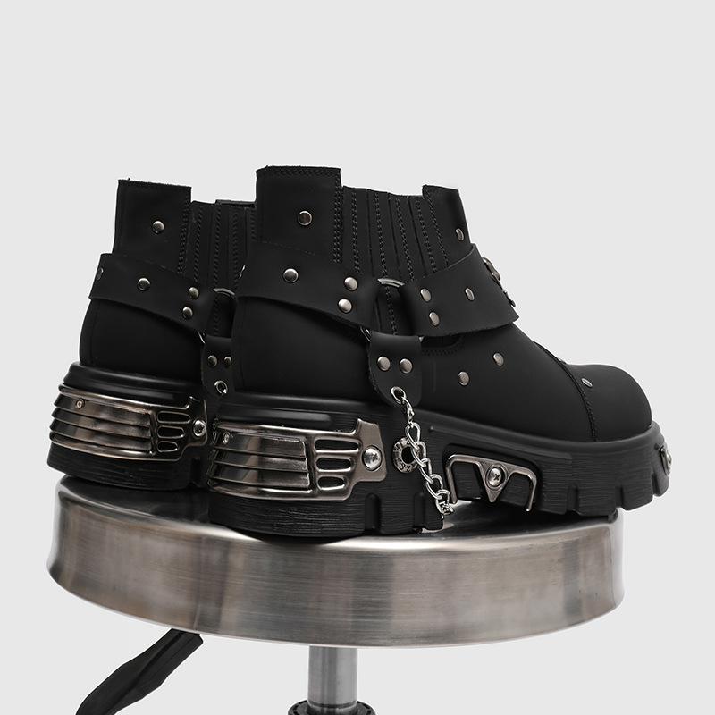 รองเท้าบูทมอเตอร์ไซค์สไตล์ร็อค - Street Fashion Style Male บทวิจารณ์และราคา