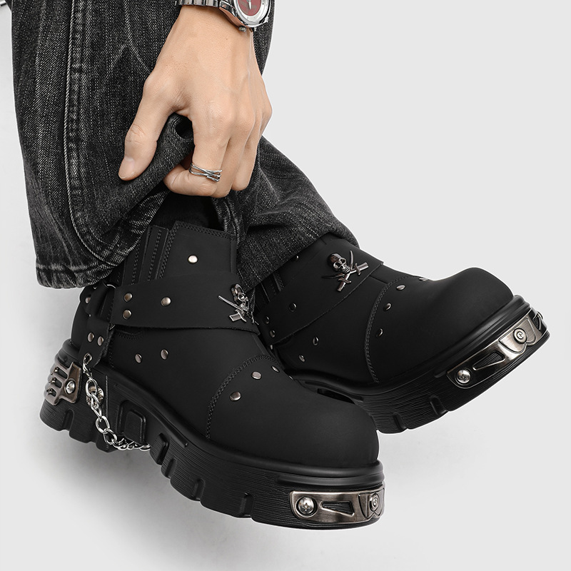 รองเท้าบูทมอเตอร์ไซค์สไตล์ร็อค - Street Fashion Style Male บทวิจารณ์และราคา