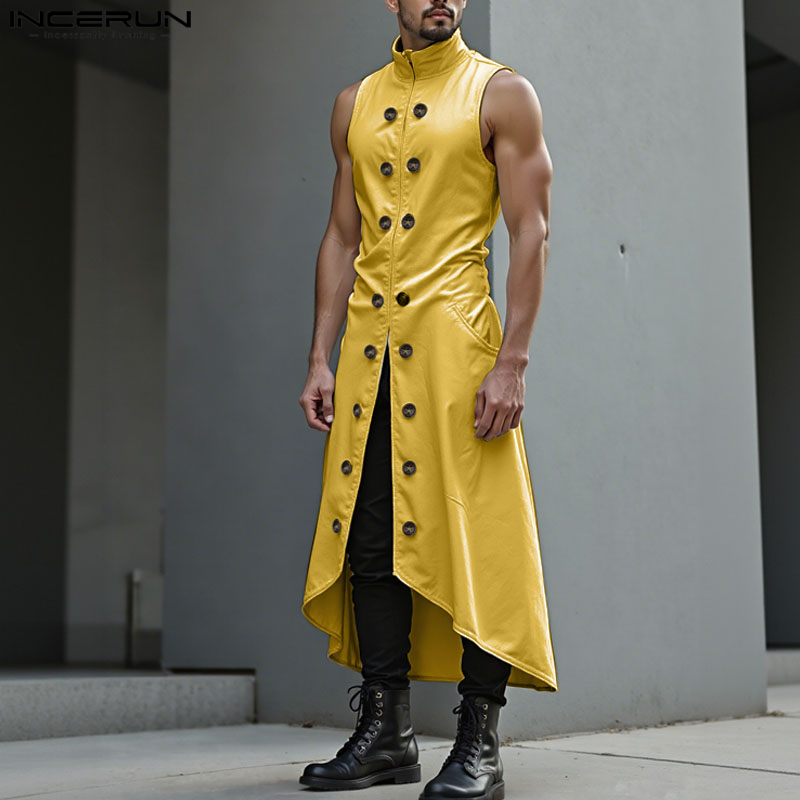 INCERUN ผู้ชายสไตล์ยาวเสื้อสีท - Street Fashion Style Male บทวิจารณ์และราคา